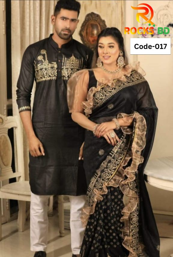 Dhupian Cotton Couple Set Saree